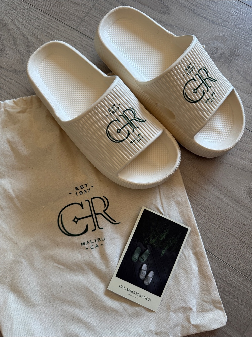 Calamigos Ranch Malibu Cream Slide Spa Sandals